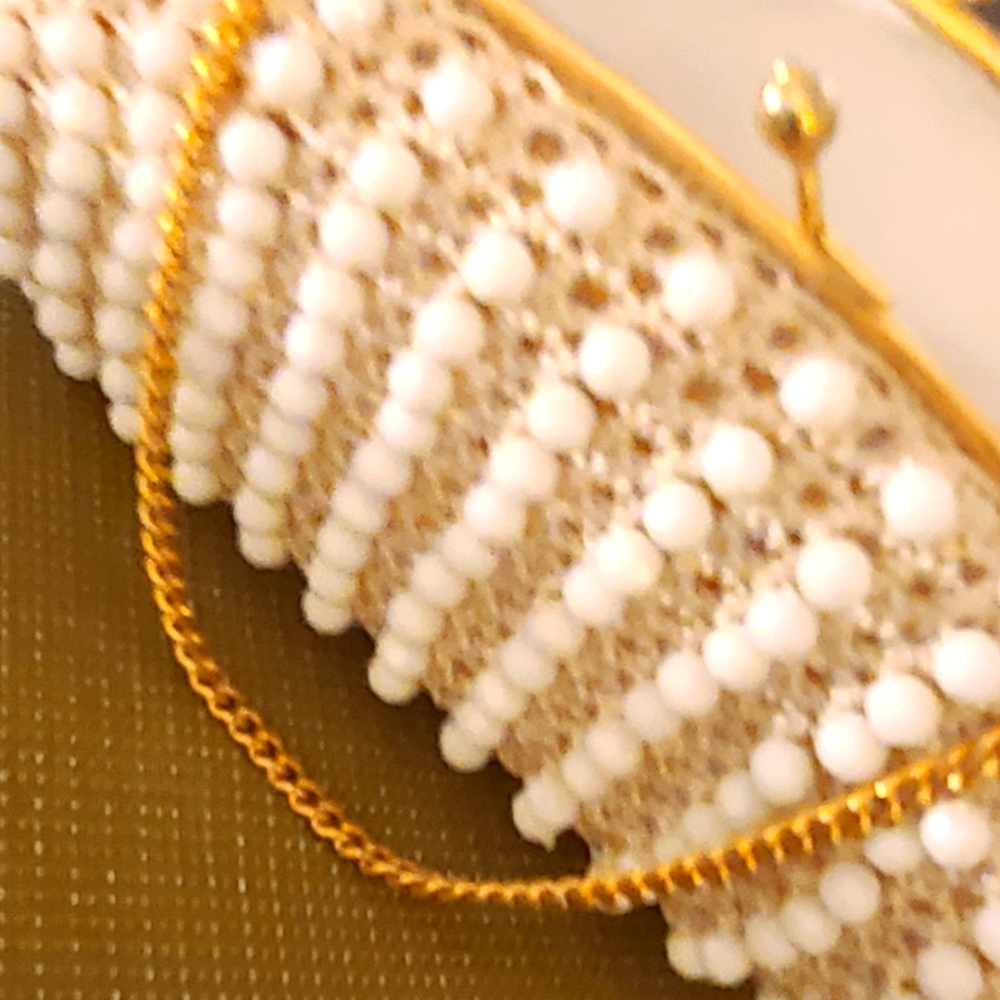 Small beaded evening bag purse pearl